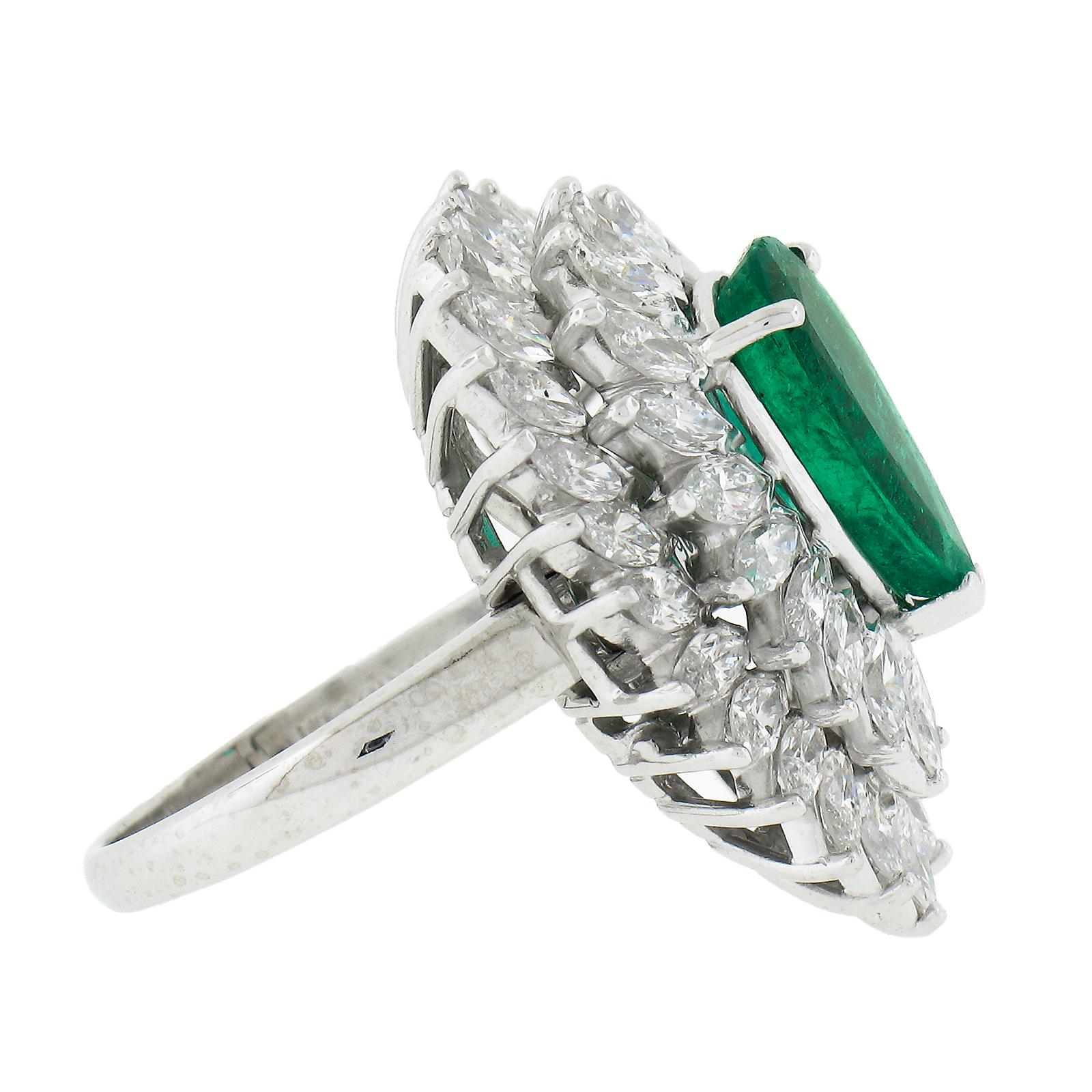 Platinum 5.07ctw Gia Pear Emerald Marquise Diamond Ring Pendant RingDant 1