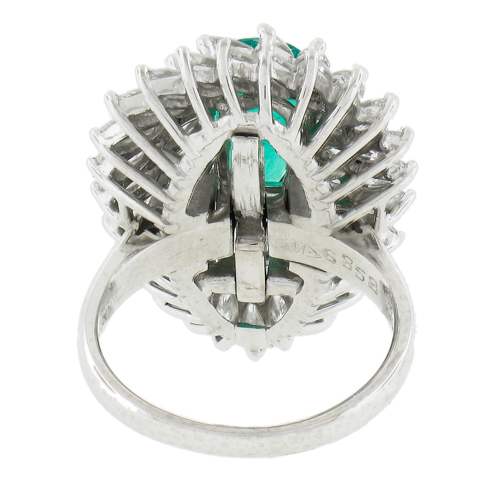 Platinum 5.07ctw Gia Pear Emerald Marquise Diamond Ring Pendant RingDant 2