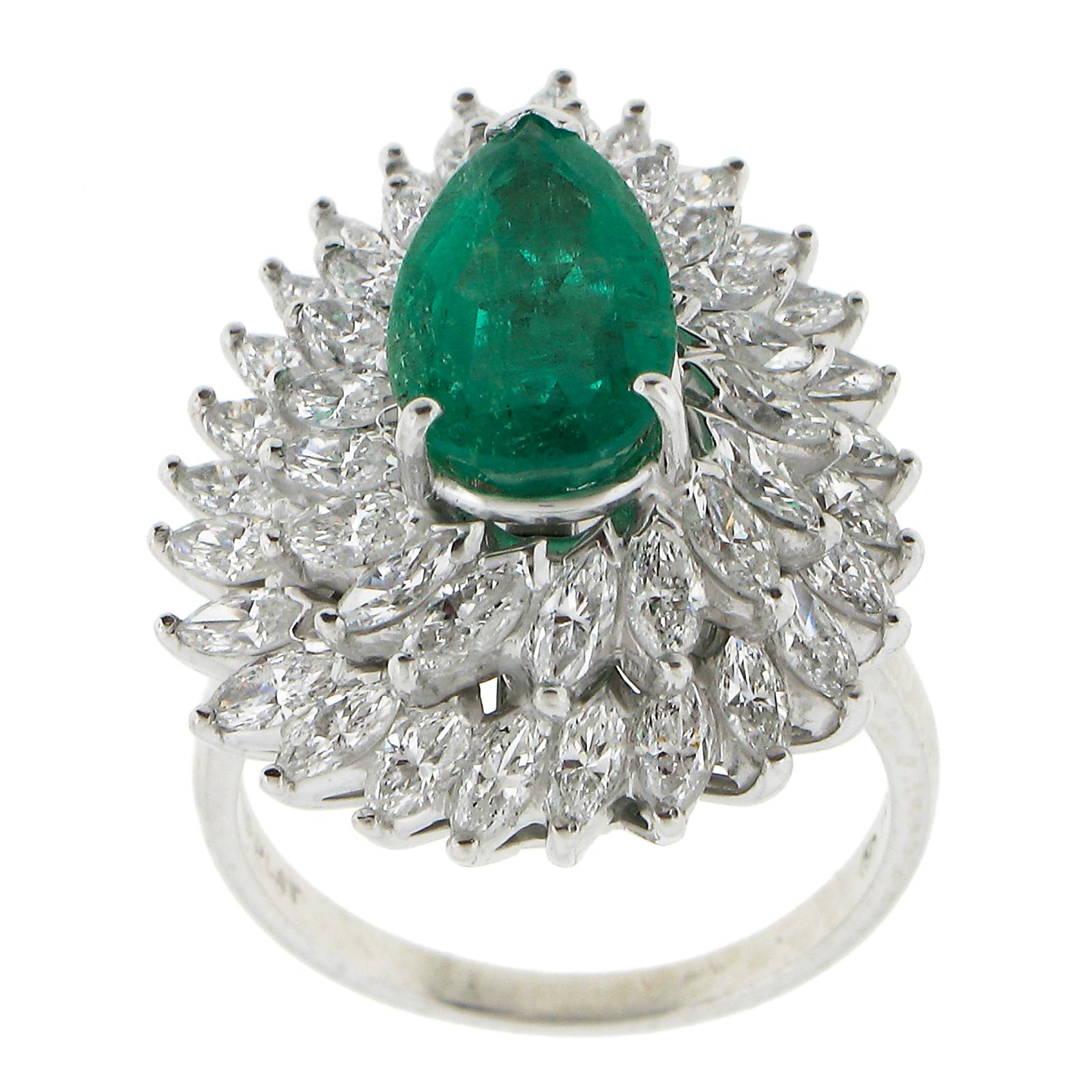 Platinum 5.07ctw Gia Pear Emerald Marquise Diamond Ring Pendant RingDant 3