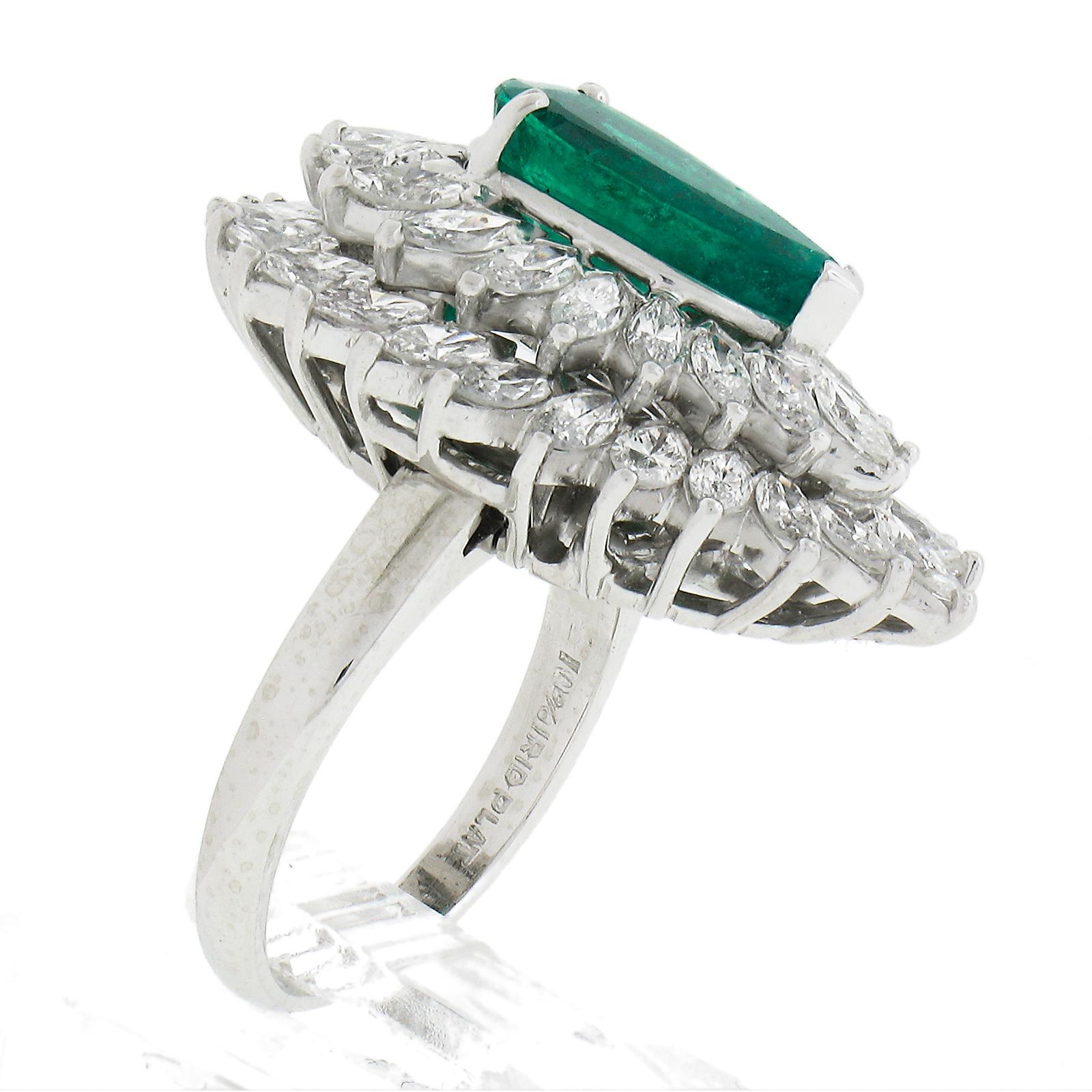 Platinum 5.07ctw Gia Pear Emerald Marquise Diamond Ring Pendant RingDant 4