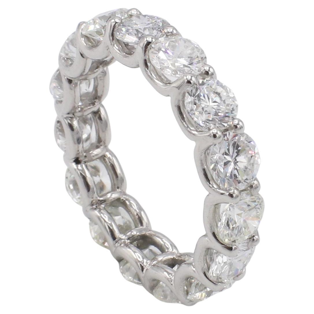 Platinum 5.09 Carat Round Natural Diamond Eternity Band Ring  For Sale