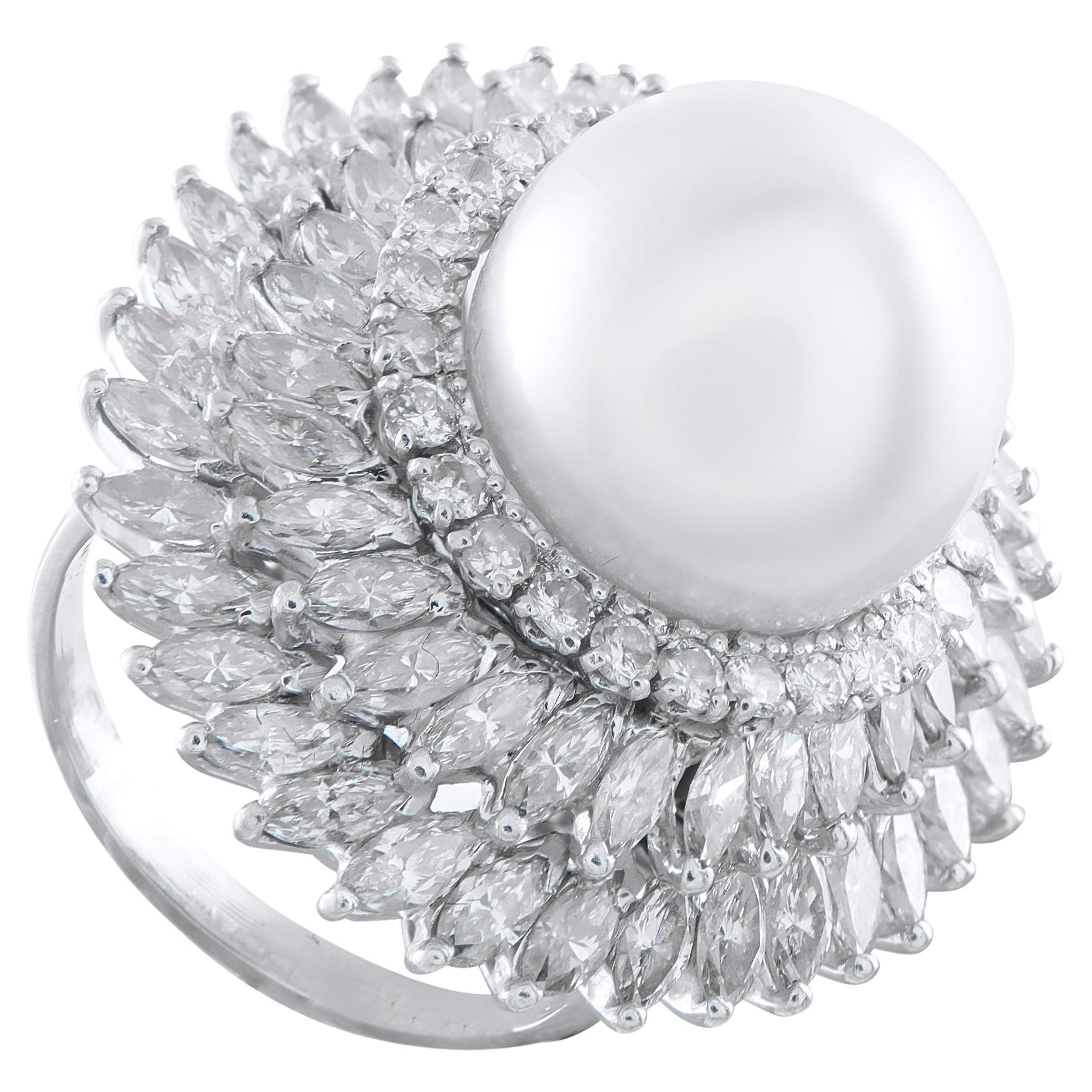Platinum 5.0ct Diamond and Pearl Ring MF39-020326