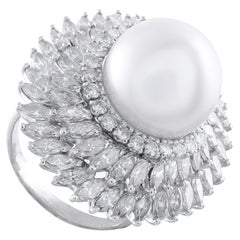 Bague en platine avec perles et diamants de 5,0ct MF39-020326