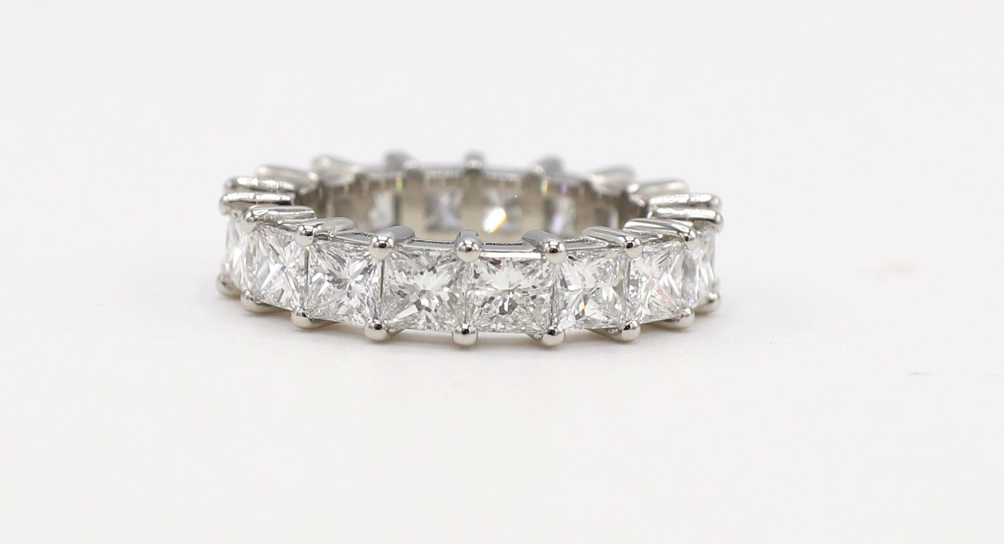 Platinum 5.11 Carat Diamond Princess Cut Eternity Band Ring In New Condition In  Baltimore, MD