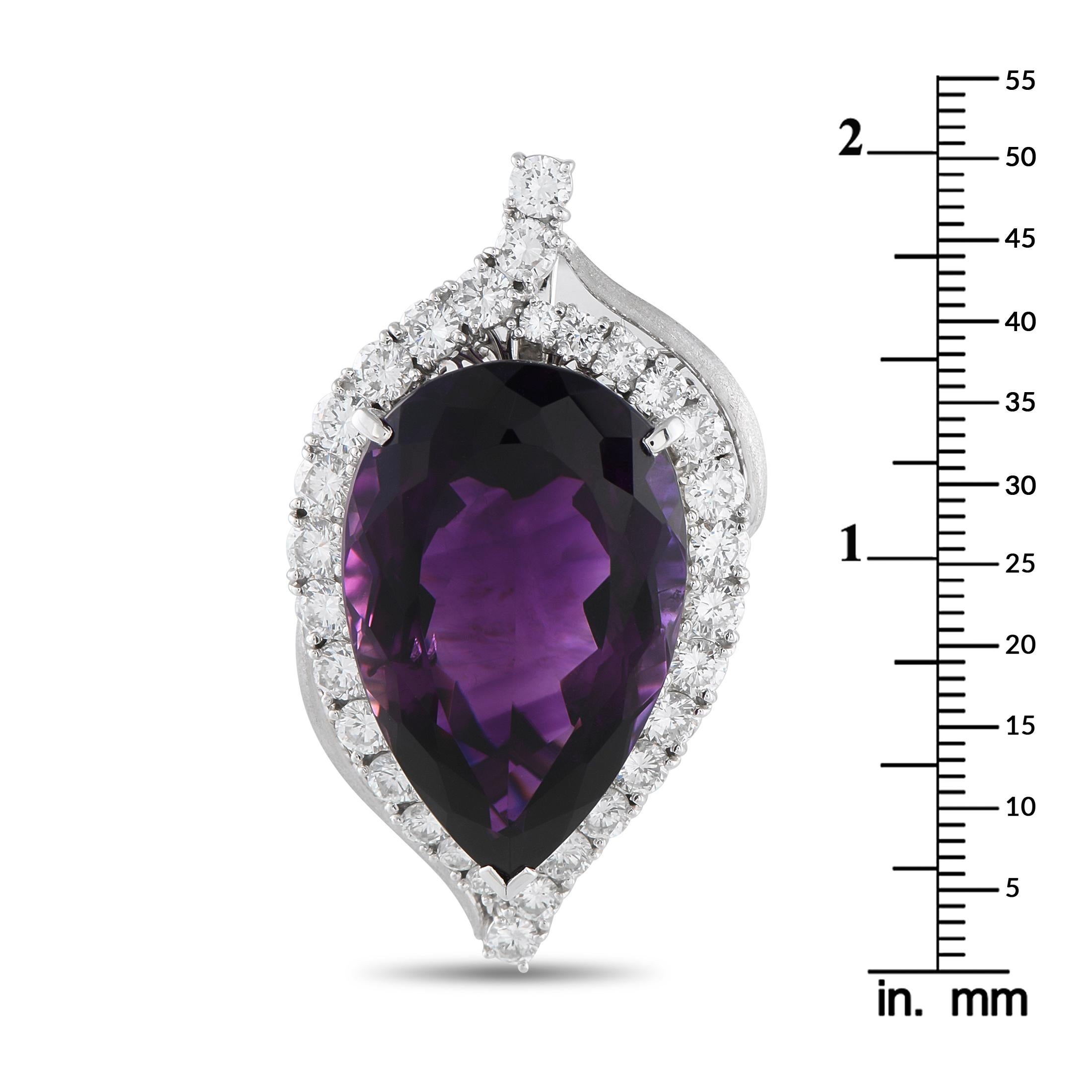 Taille ronde Pendentif en platine 5.15ct diamant et améthyste en vente