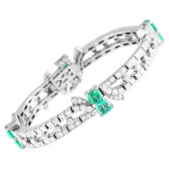 Platinum 5.16ct Diamond and Emerald Bracelet