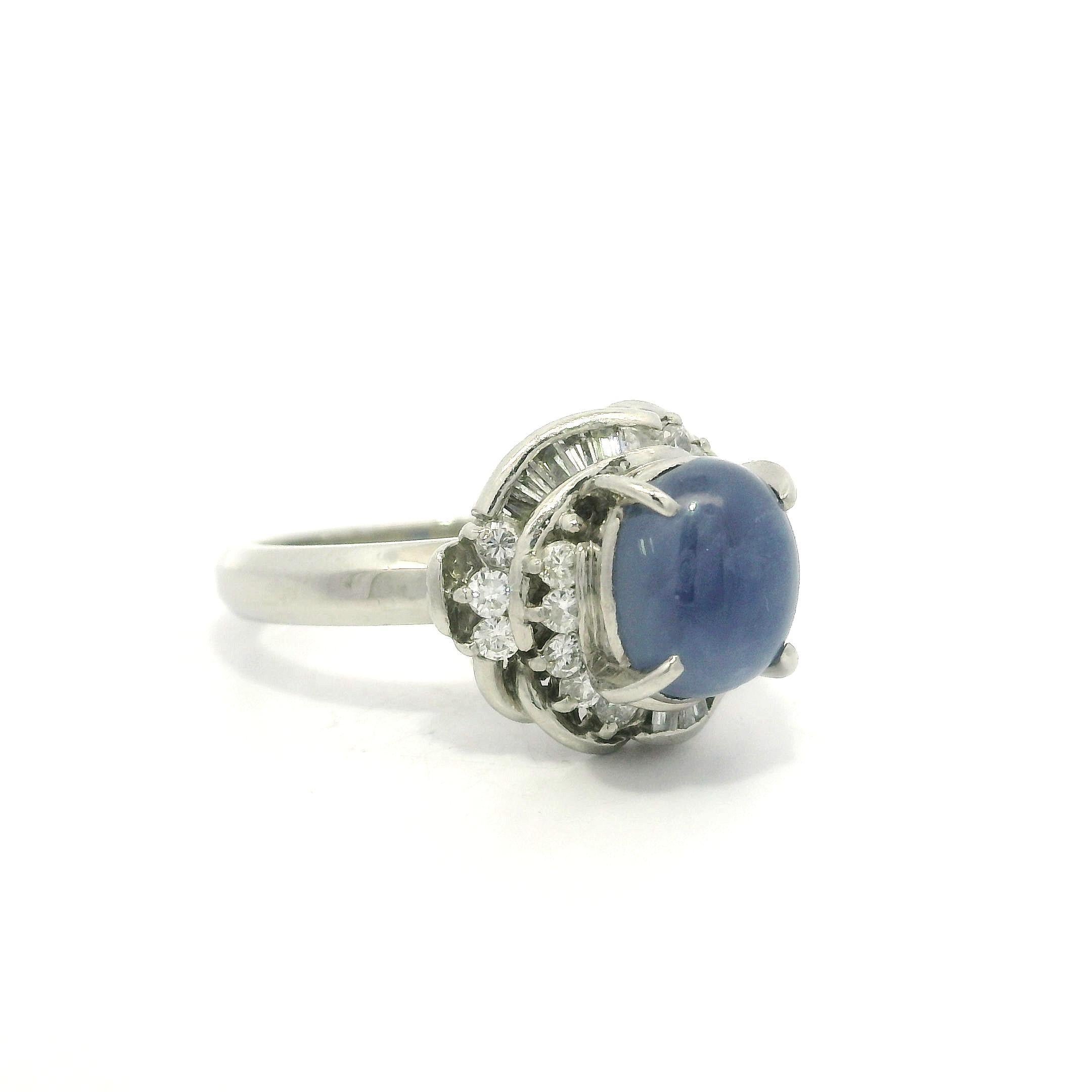 Platin 5,18ct GIA Star Sapphire w / Diamant Floral Design Petite Cocktail Ring im Angebot 5