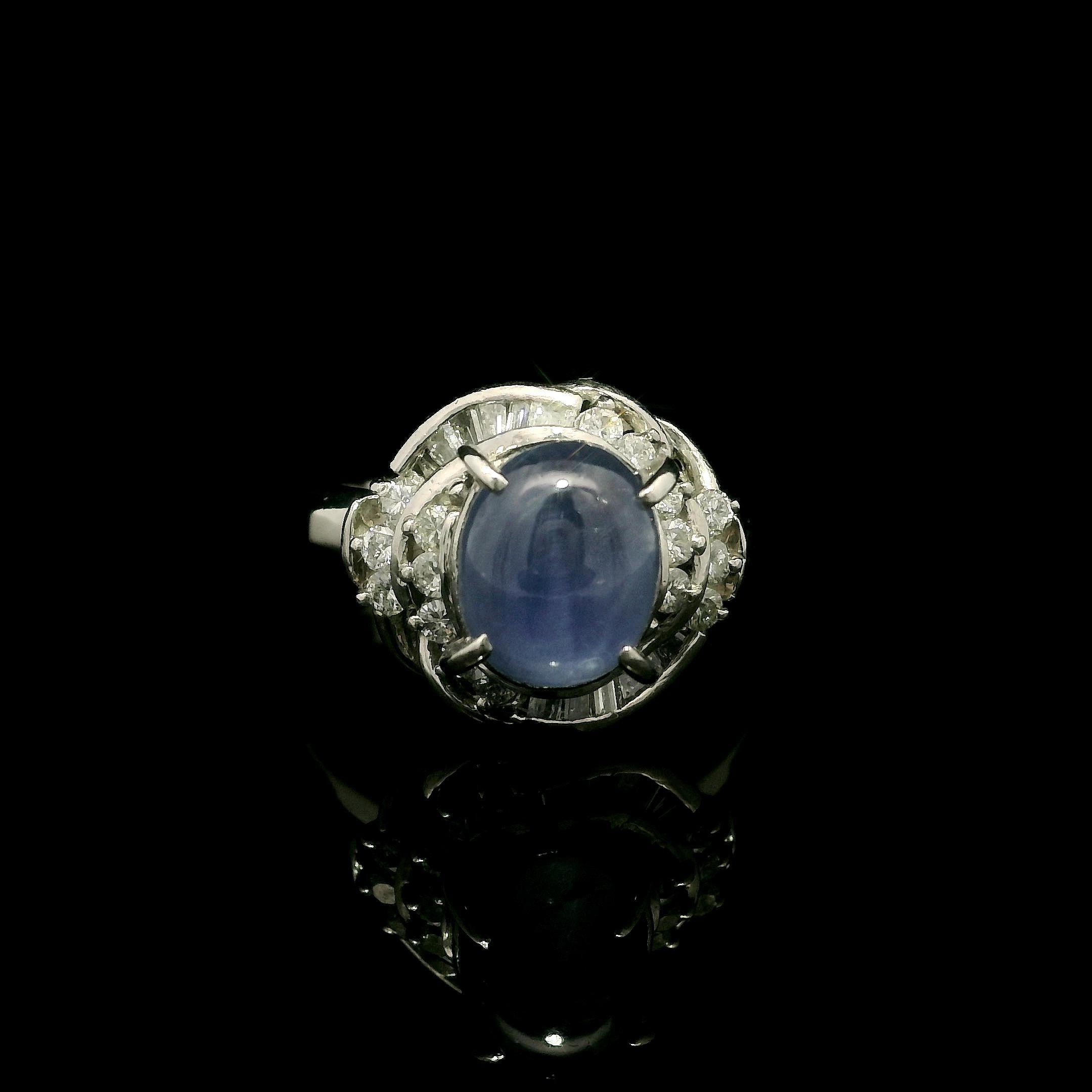 Platin 5,18ct GIA Star Sapphire w / Diamant Floral Design Petite Cocktail Ring im Angebot 9