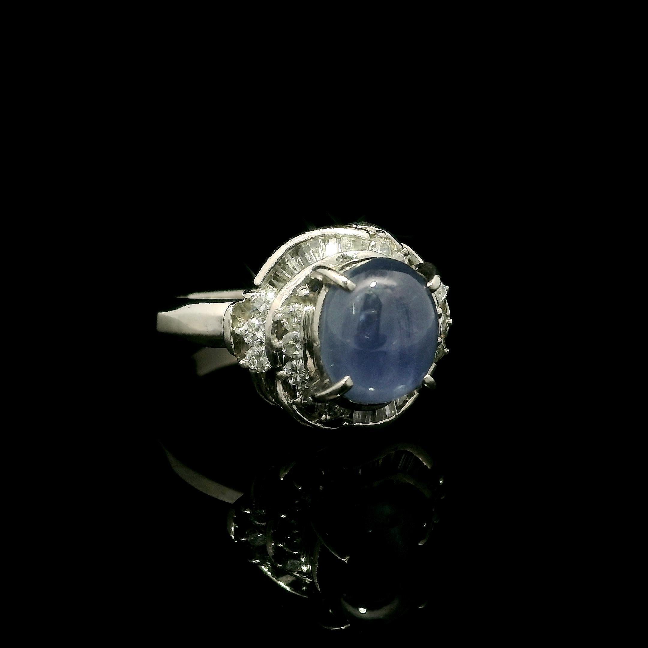 --Stein(e):--
(1) Natürlicher echter Sternsaphir - Ovaler Doppel-Cabochon-Schliff - Zackenfassung - Blau mit sehr scharfem, gut definiertem Stern - keine Hitze - Ceylon - 4,71ct (genau)
** Vollständige Informationen siehe unten unter