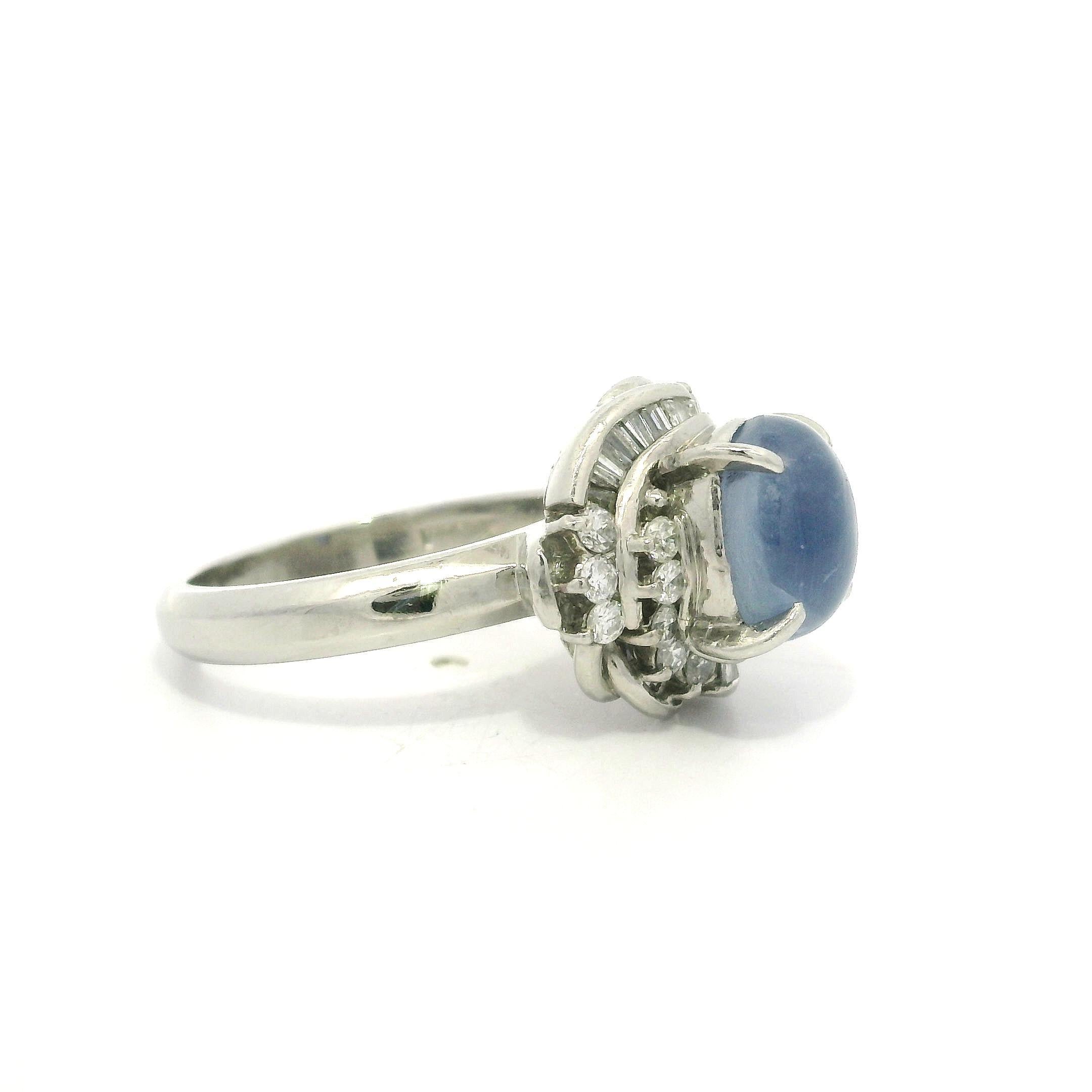 Platin 5,18ct GIA Star Sapphire w / Diamant Floral Design Petite Cocktail Ring im Angebot 2