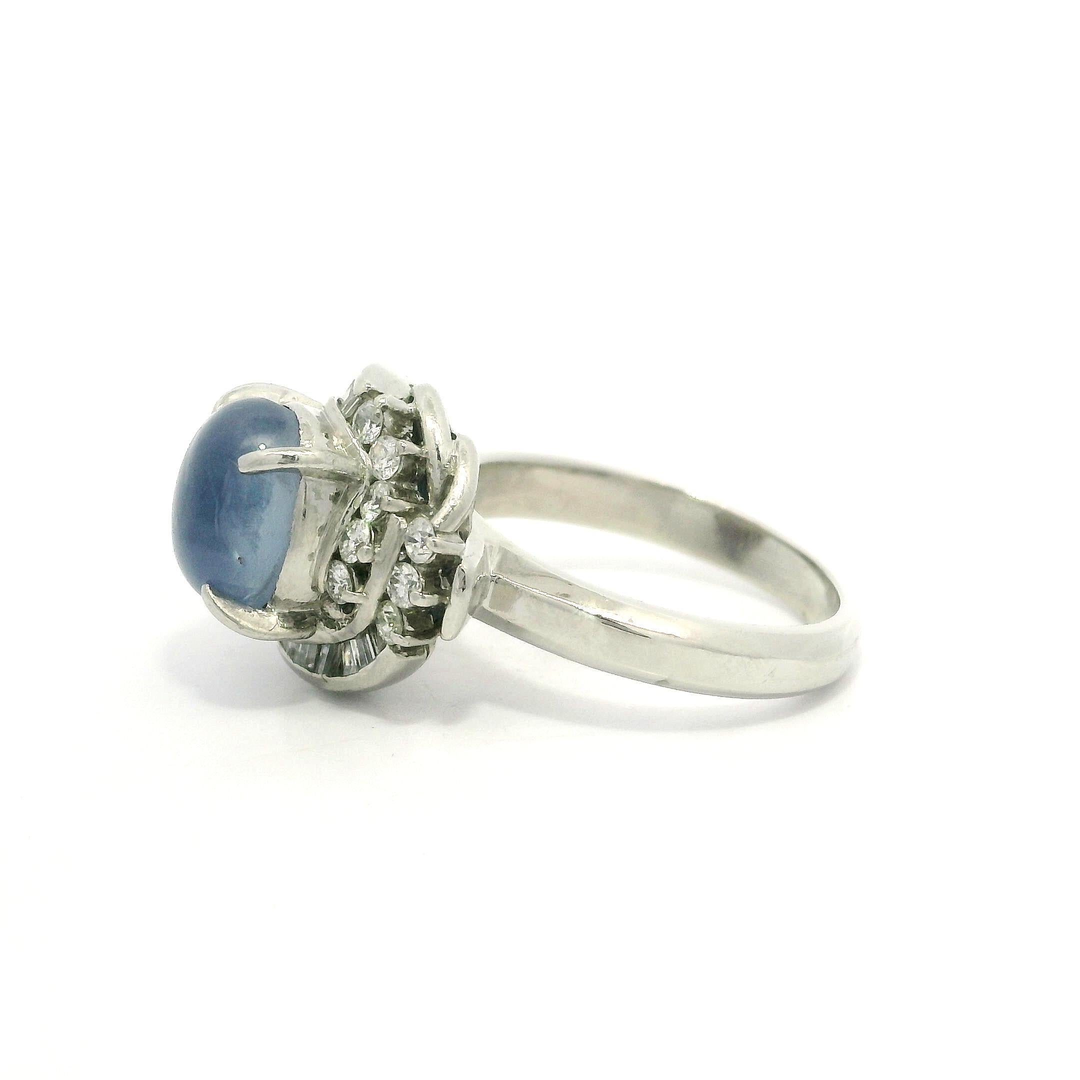 Platin 5,18ct GIA Star Sapphire w / Diamant Floral Design Petite Cocktail Ring im Angebot 3