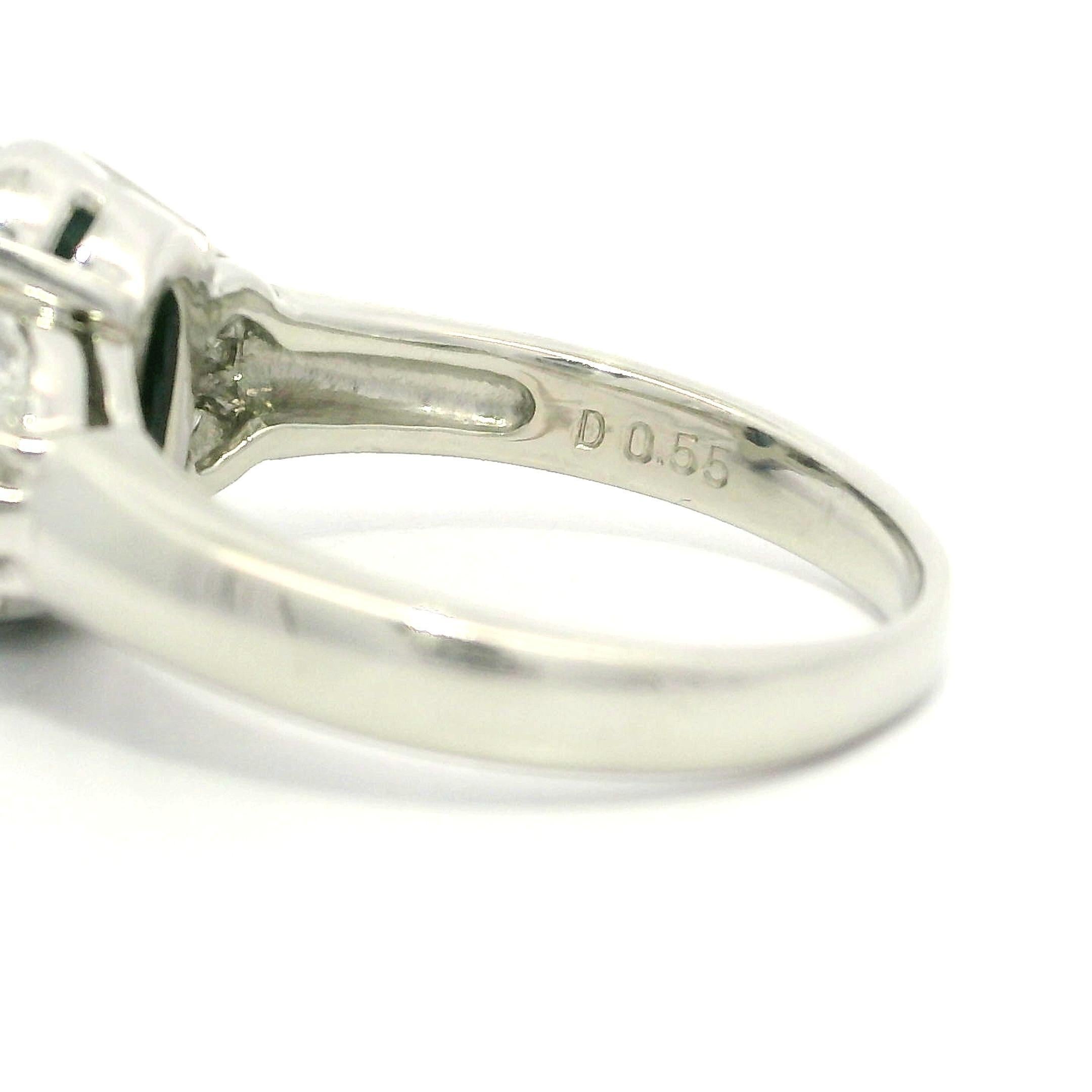 Anillo de cóctel con diamantes de ojo de gato verde grisáceo ovalados únicos de 5,1 ctw en platino Cabujón en venta