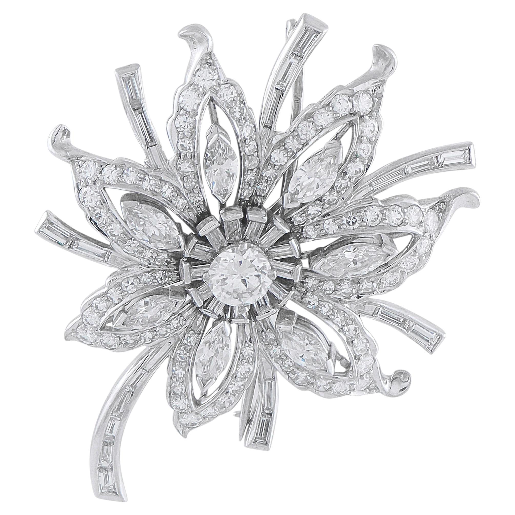Platin 5,20ct Diamant-Brosche MF05-022626