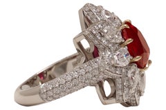 Platinum 5.22 Ct Ruby and Diamonds Ring & 8.89 Ct Ruby Necklace & Pear Bracelet