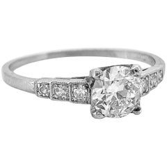 Platinum .53 Carat Diamond Art Deco Antique Engagement Ring