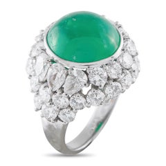 Platinum 5.30ct Diamond and Colombian Emerald Ring MF10-021826