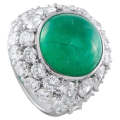 Platinum 5.30ct Diamond and Colombian Emerald Ring MF10-021826