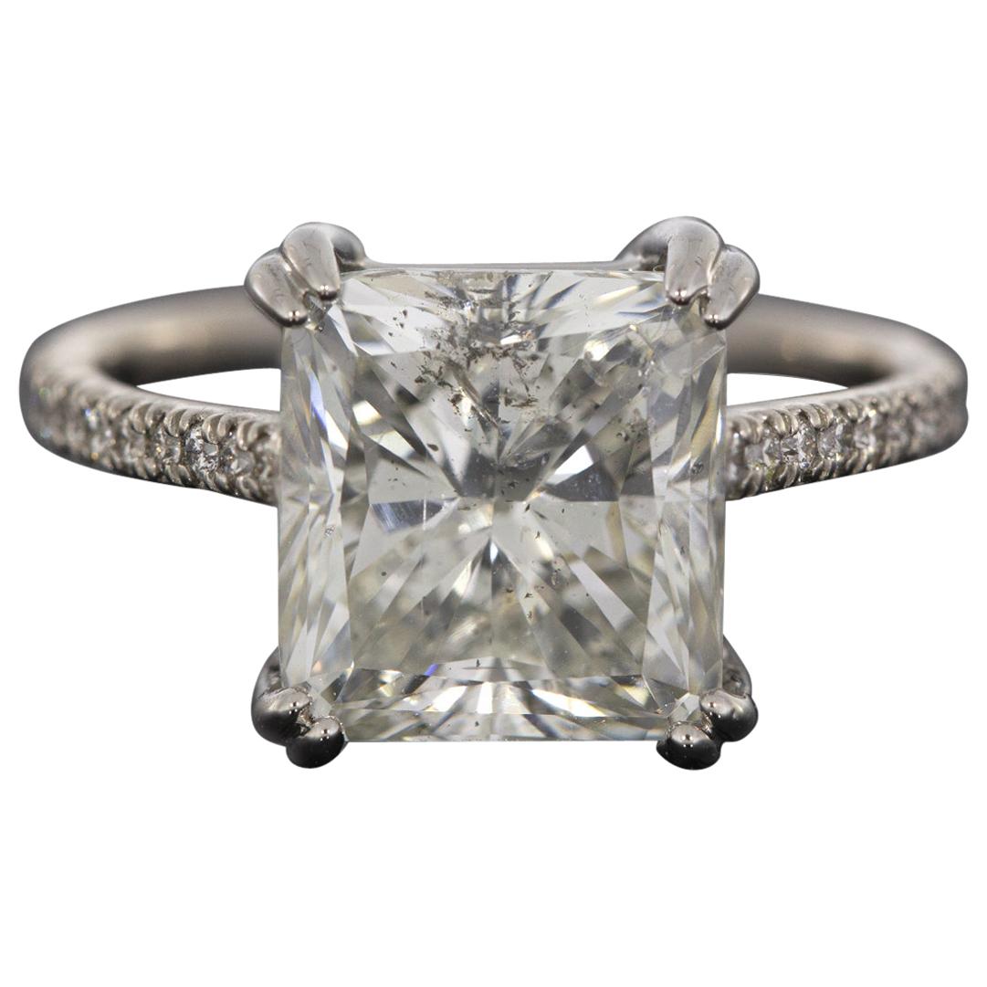 Platinum 5.31 Carat Certified Radiant Diamond Custom Engagement Ring