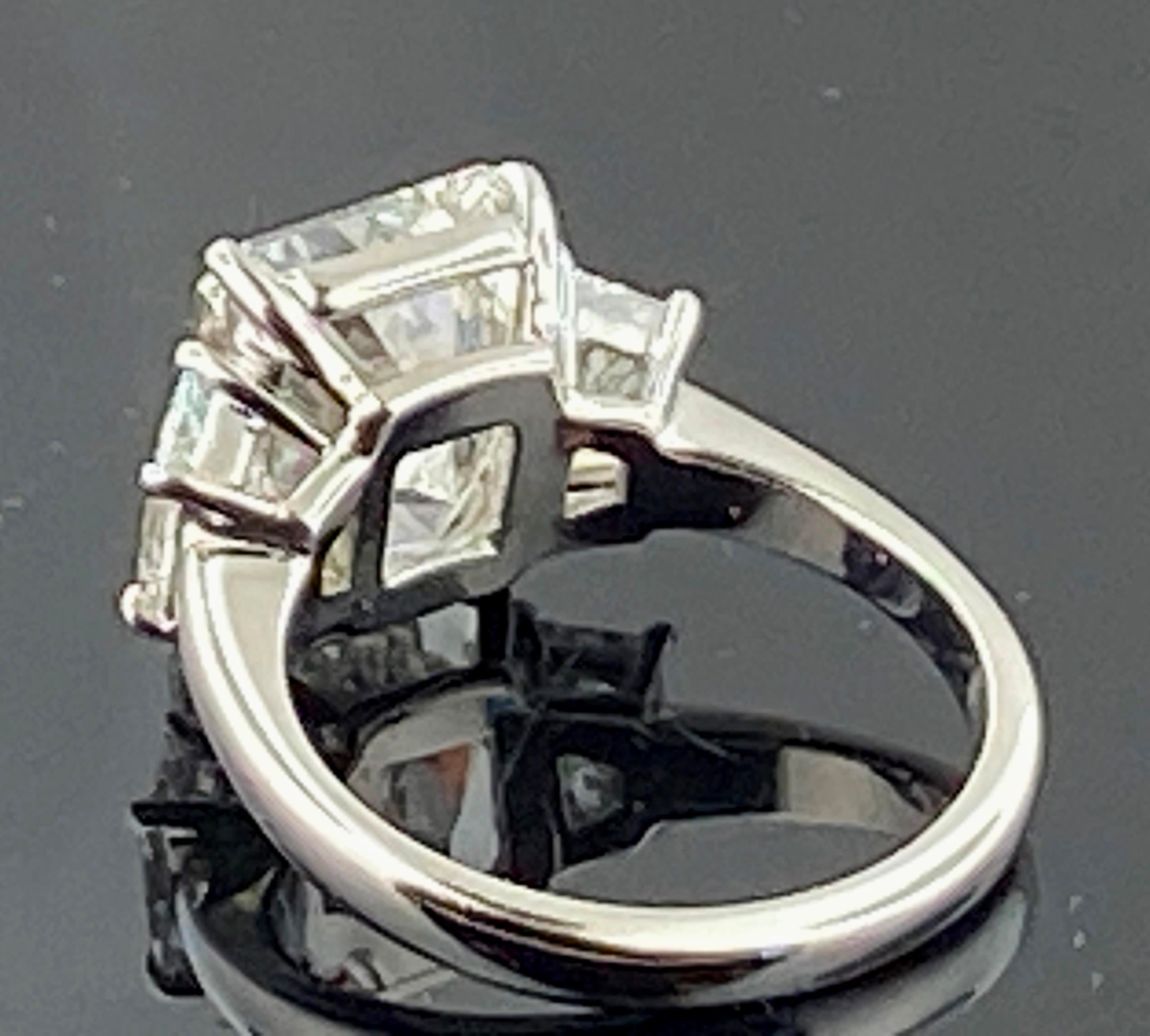 Platinum 5.39 Radiant Cut Diamond Ring, GIA In Excellent Condition For Sale In Palm Desert, CA