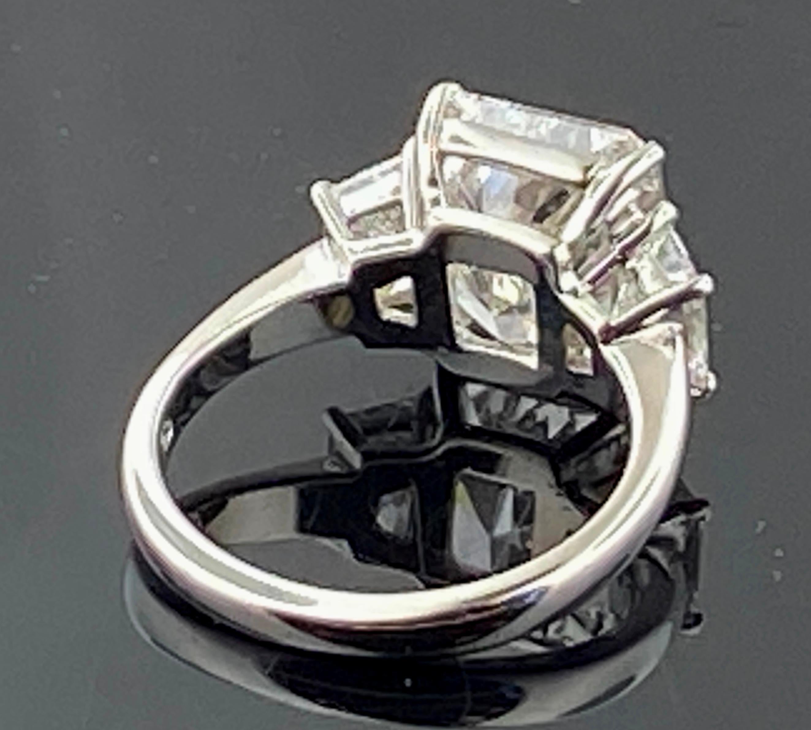 Women's or Men's Platinum 5.39 Radiant Cut Diamond Ring, GIA For Sale