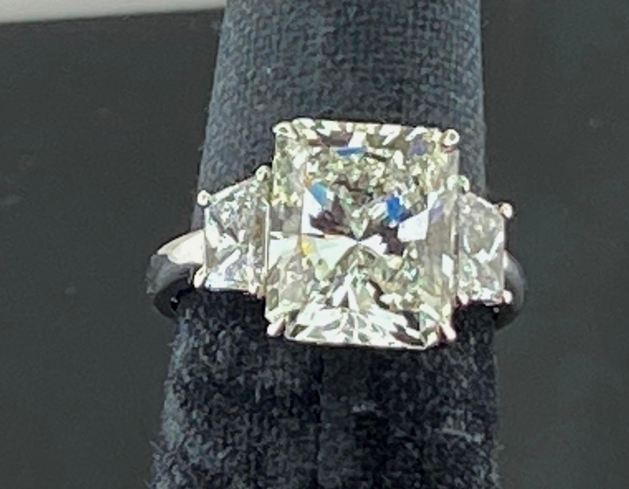 Platinum 5.39 Radiant Cut Diamond Ring, GIA For Sale