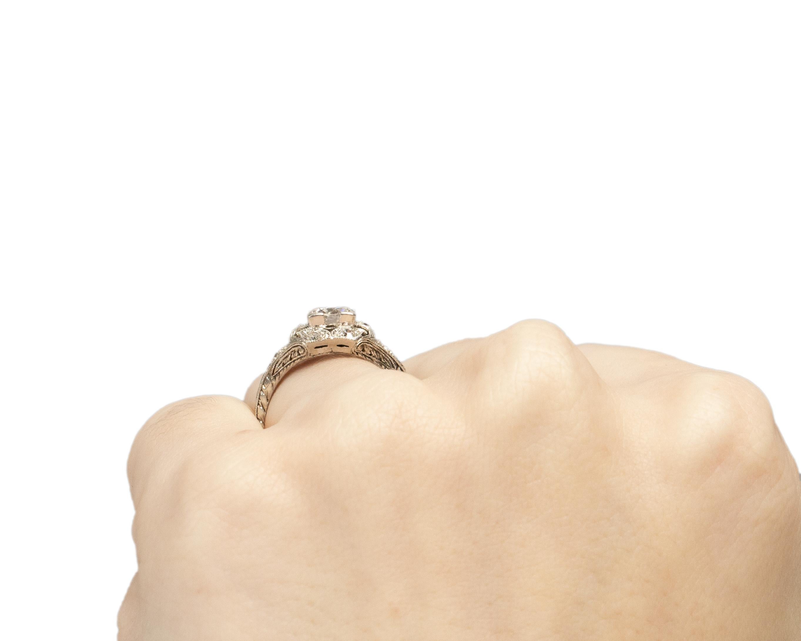 Women's Platinum .55 Carat Old European Brilliant Diamond Engagement Ring For Sale