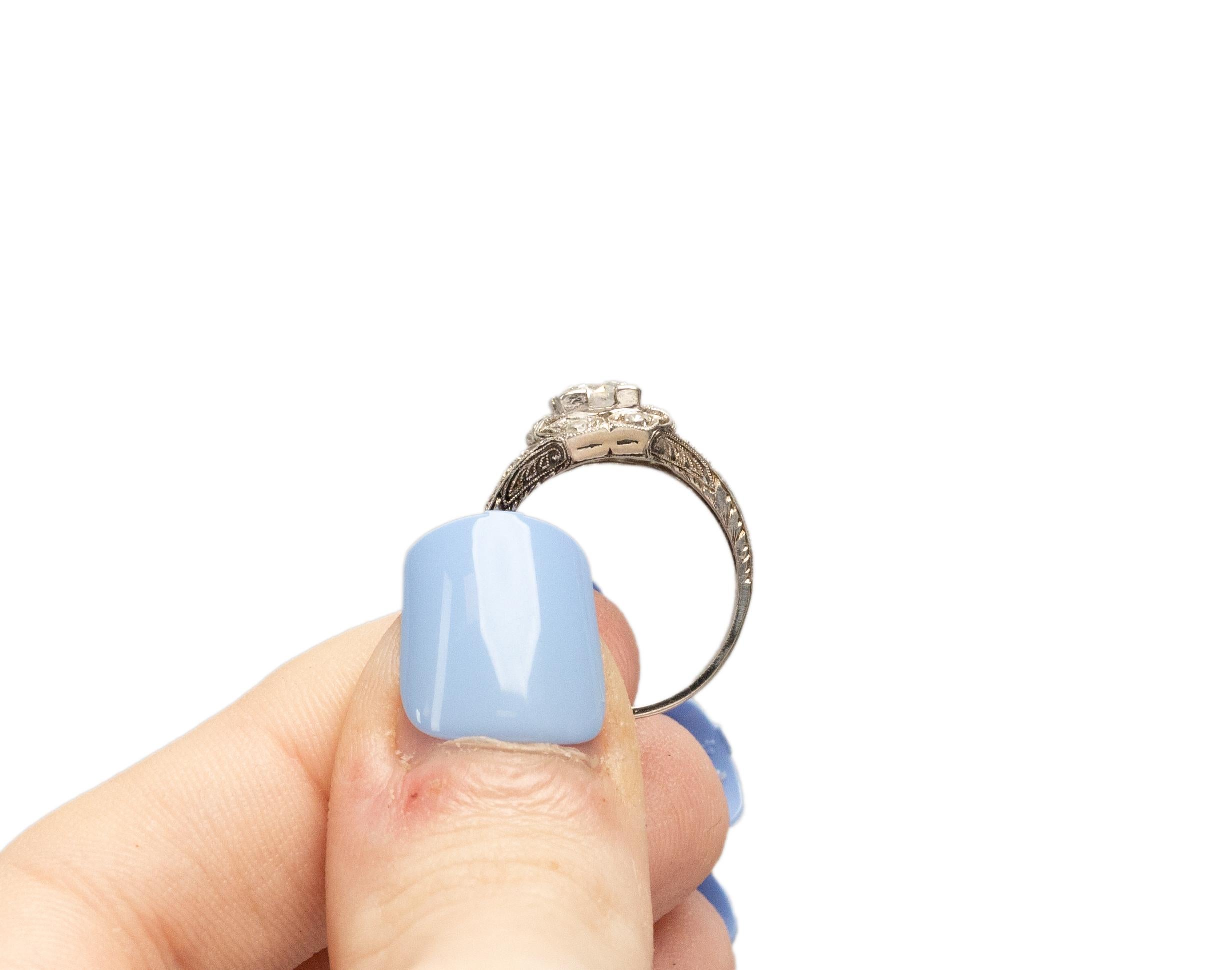 Platinum .55 Carat Old European Brilliant Diamond Engagement Ring For Sale 2