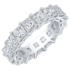 Platinum 5.50 Ct Princess Cut Natural Diamond Eternity Band F-G Color VS Clarity