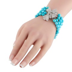 Pulsera de platino con diamantes y turquesas de 5,50 ct MF21-012326