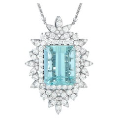 Platinum 5.51ct Diamond and Aquamarine Necklace MF62-101525