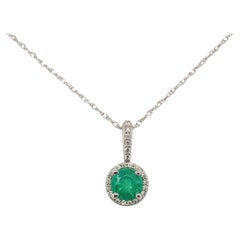 Platinum .55ct Fine Emerald and Diamond Pendant with Platinum 18" chain