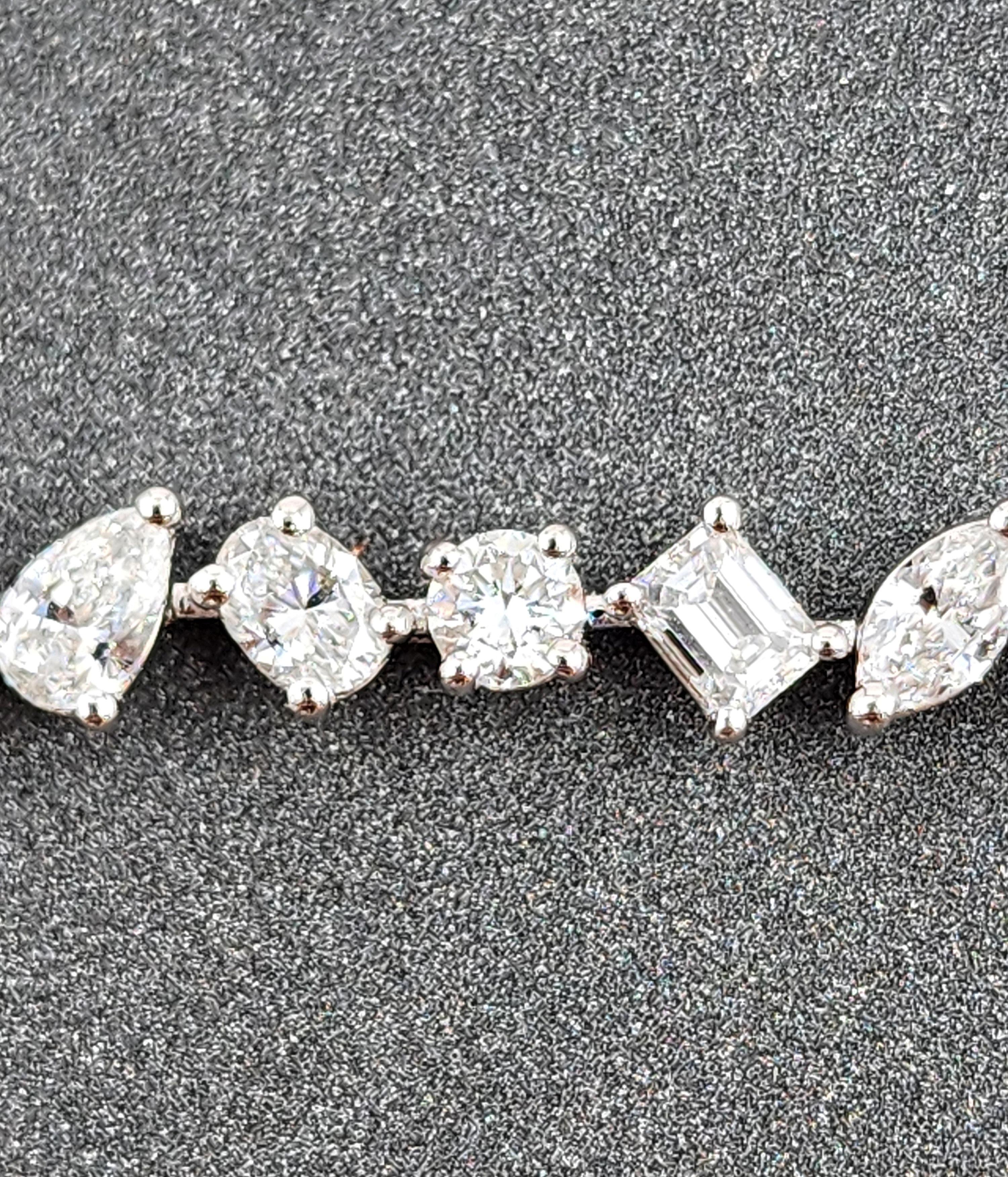 Pulsera de platino con diamantes talla mixta de 5,65 quilates Corte mixto en venta