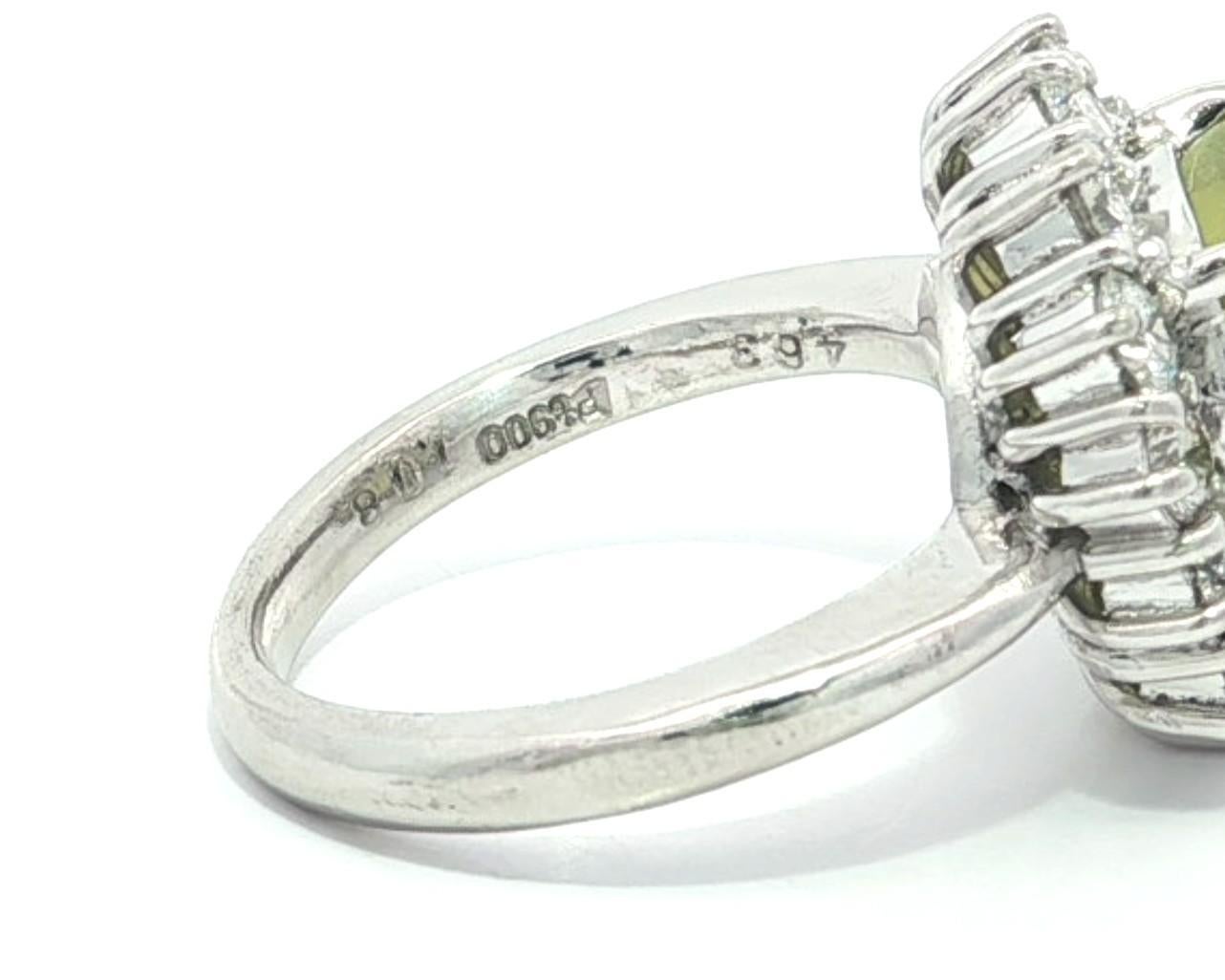 Anello in platino con occhio di gatto cabochon rotondo con diamante a raggiera da 5,71 ct. in vendita 7