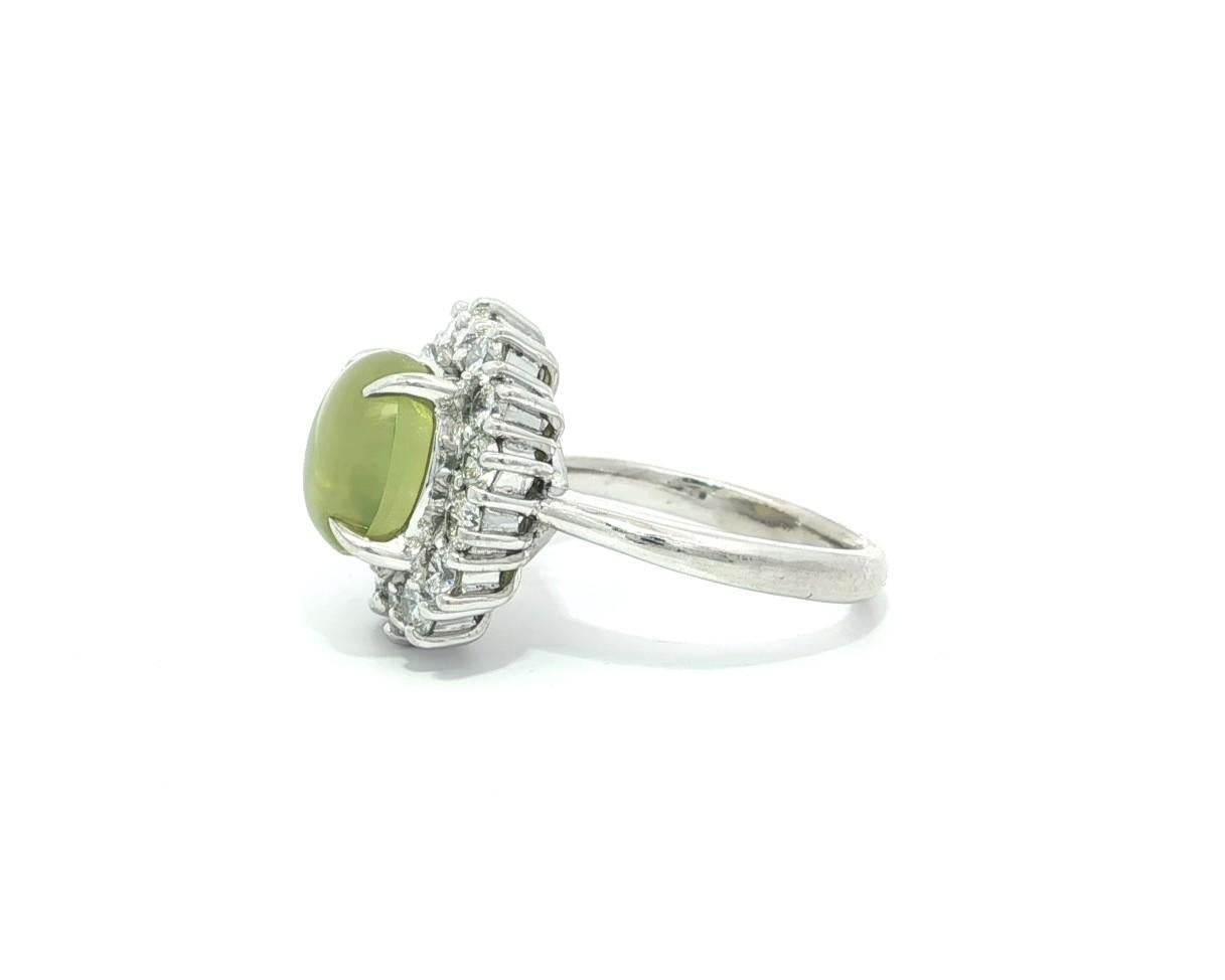 Anello in platino con occhio di gatto cabochon rotondo con diamante a raggiera da 5,71 ct. in vendita 4