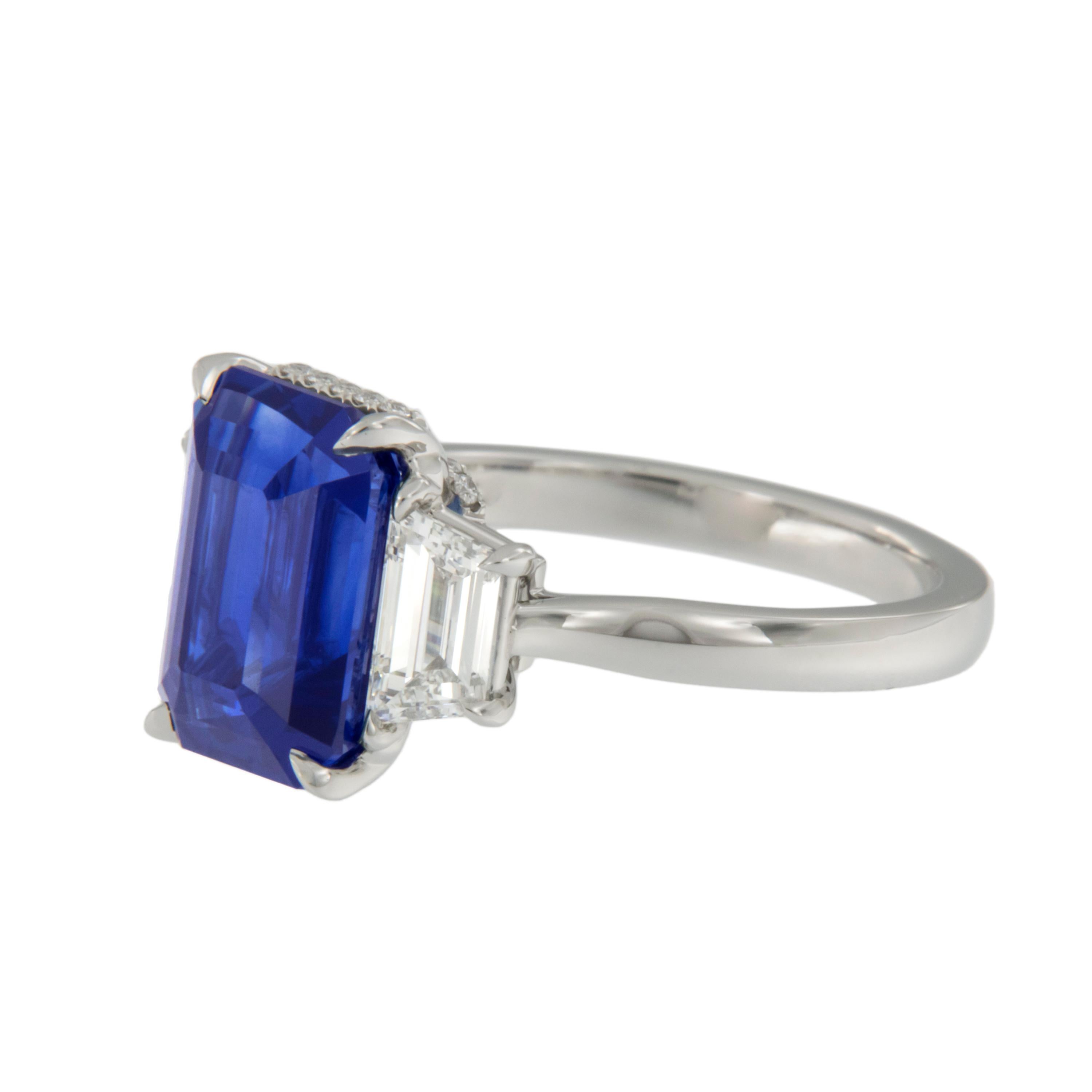 Handmade in New York by William Rosenberg this once in a lifetime ring is the best of the best! GIA Report states this Sri Lanka natural, heat only sapphire's color is referred to as 