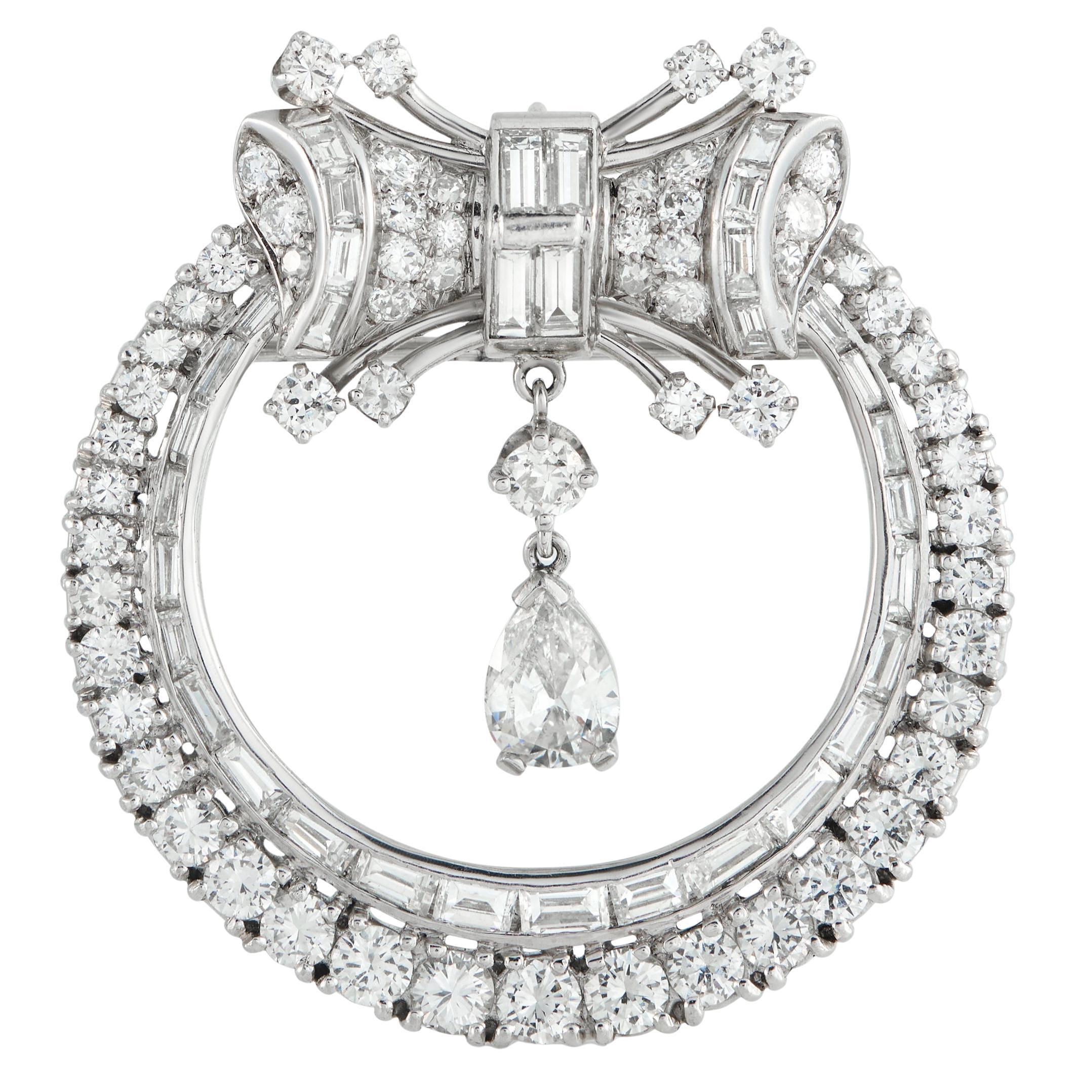 Platin 5,80ct Diamant Art Deco Brosche MF03-020326