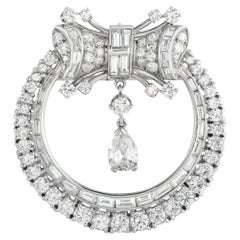 Platin 5,80ct Diamant Art Deco Brosche MF03-020326