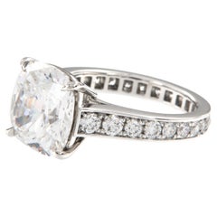 Platinum 5.89 Cttw GIA Cushion Brilliant Cut Diamond Eternity Engagement Ring
