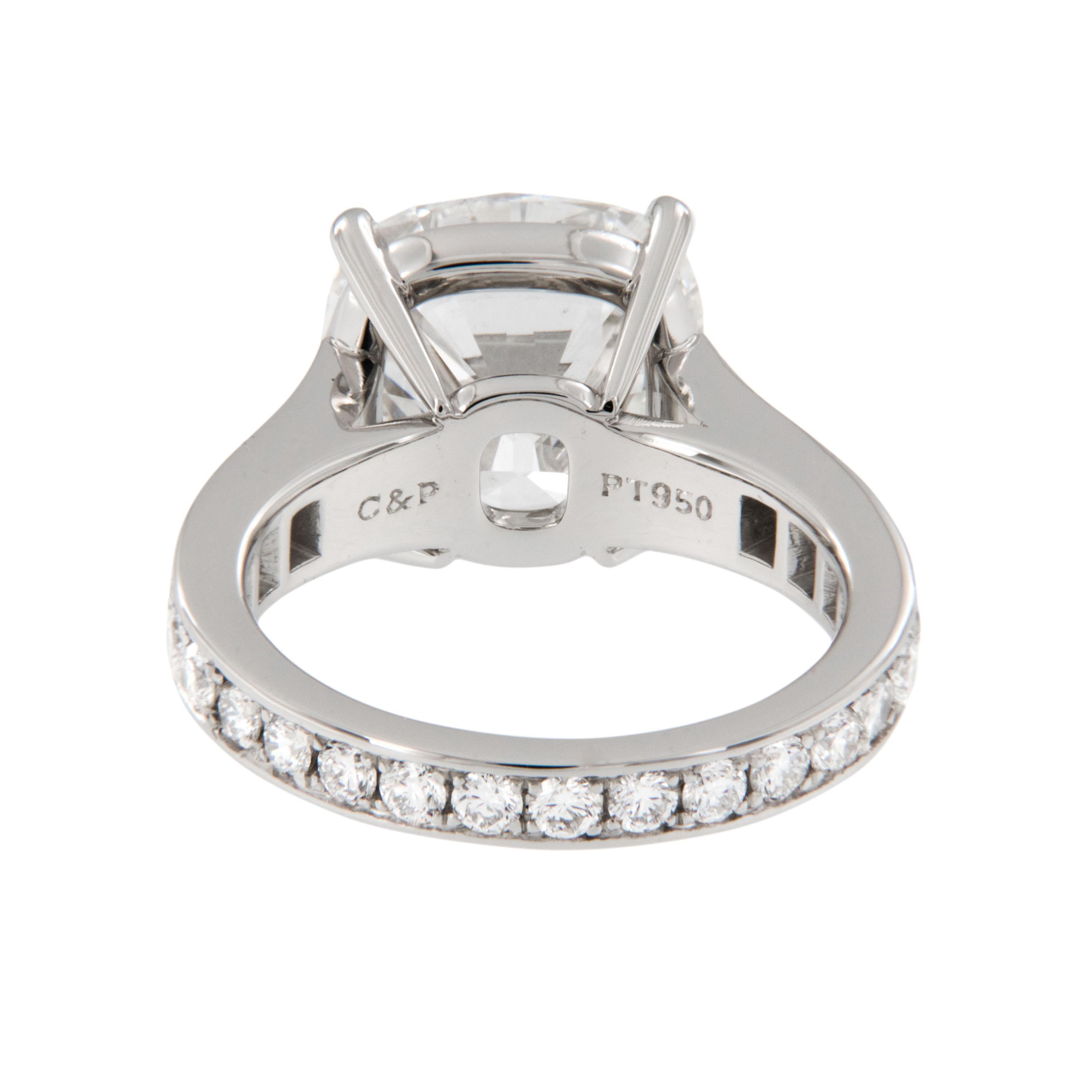 Contemporary Platinum 5.89 Cttw GIA Cushion Brilliant Cut Diamond Eternity Engagement Ring 