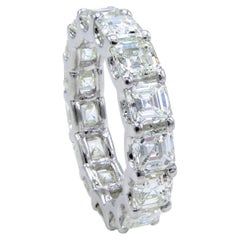 Platinum 6 Carat Asscher Diamond Eternity Wedding Band Anniversary Ring