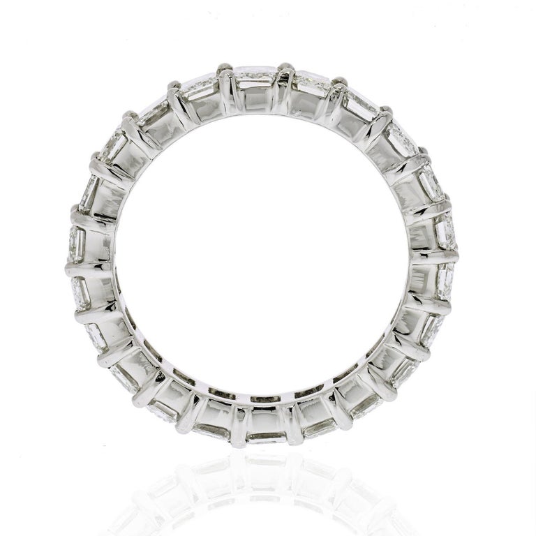 Platinum 6 Carat Emerald Cut Diamond Eternity Band at 1stDibs