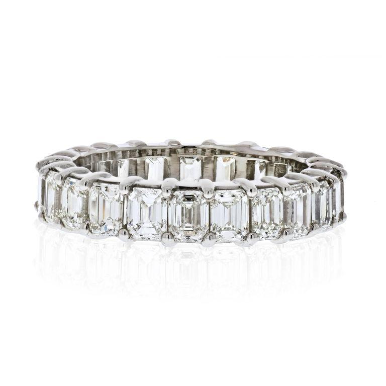 Platinum 6 Carat Emerald Cut Diamond Eternity Band at 1stDibs