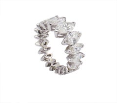 Platinum 6 Carat Graduated Marquise Diamond Eternity Band Ring