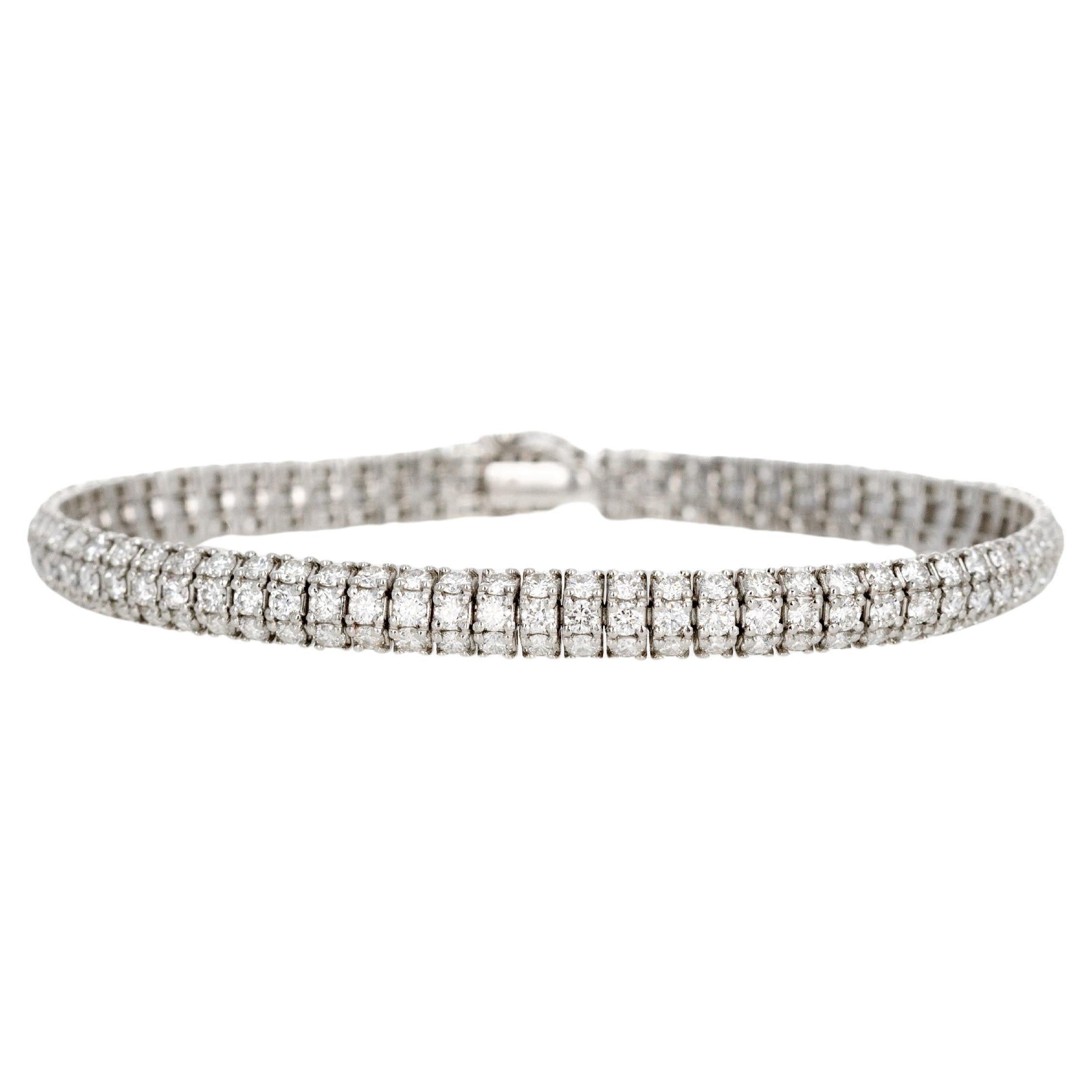 Platinum 6 Carat Round Diamond Pave Bracelet