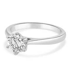 Platinum 6-Prong Set Round Brilliant Cut Diamond Solitaire Engagement Ring
