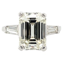 Platinum 6.04 Carat Emerald Cut GIA Certified Diamond Ring