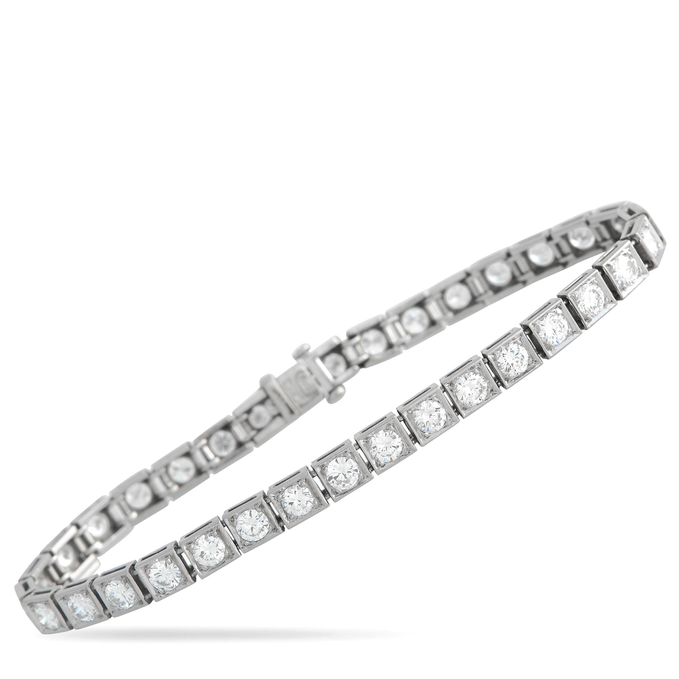 Platinum 6.0ct Diamond Bracelet MF23-012224 In Excellent Condition For Sale In Southampton, PA