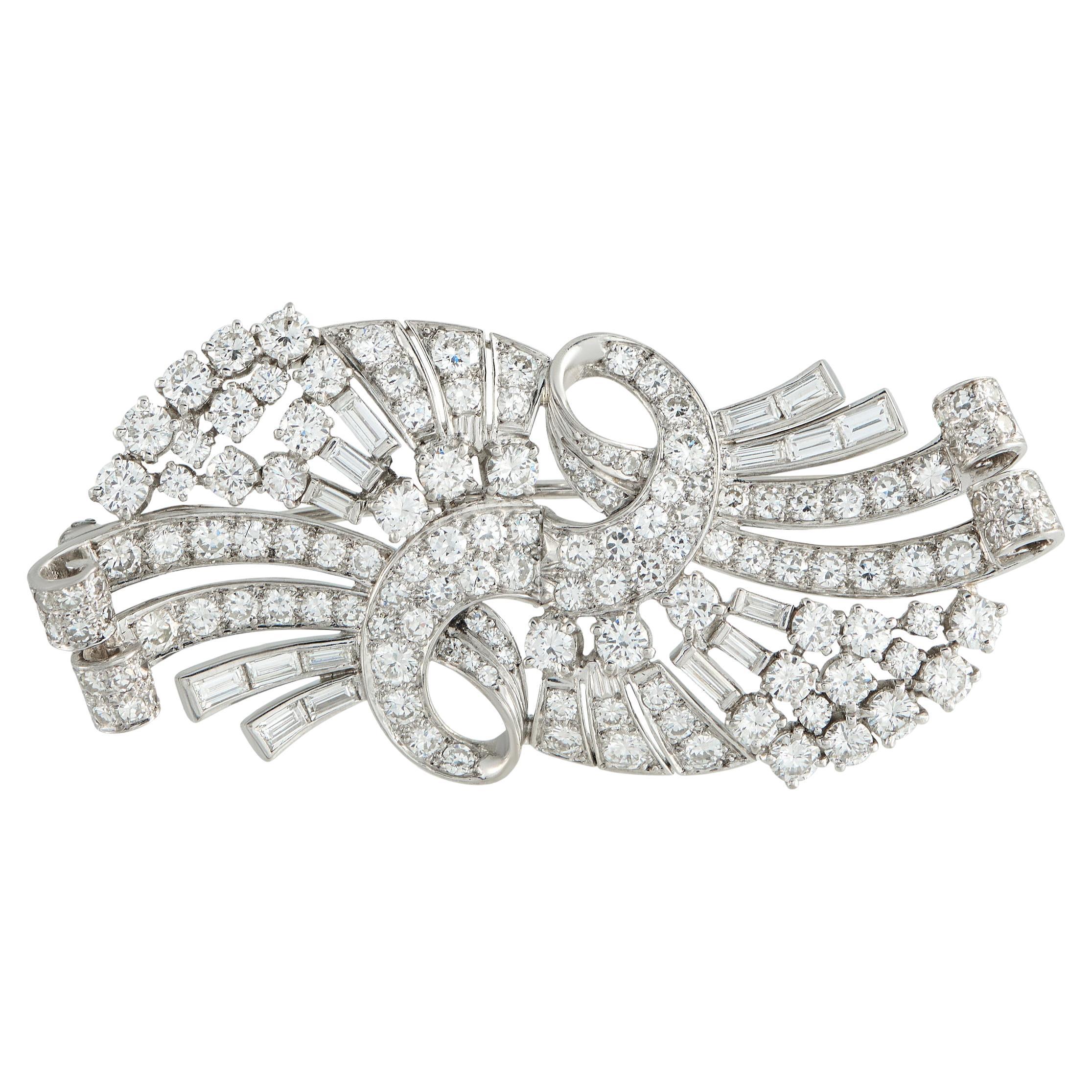 Platin 6,0ct Diamant-Brosche MF16-020626