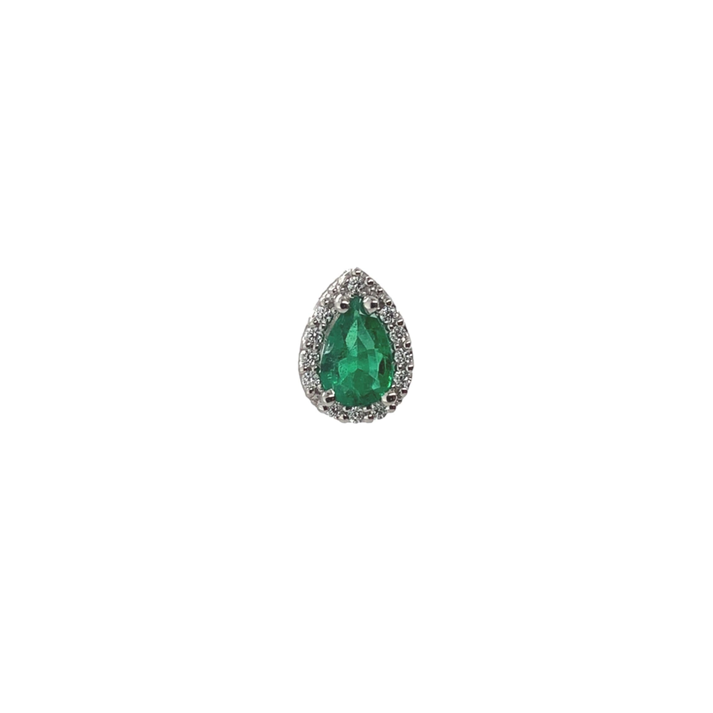 Platinum .60ct tw Emerald and Diamond Halo Stud Earrings In New Condition For Sale In Big Bend, WI