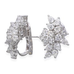 Platinum 6.14tcw Round and Pear Diamond Cluster Earrings